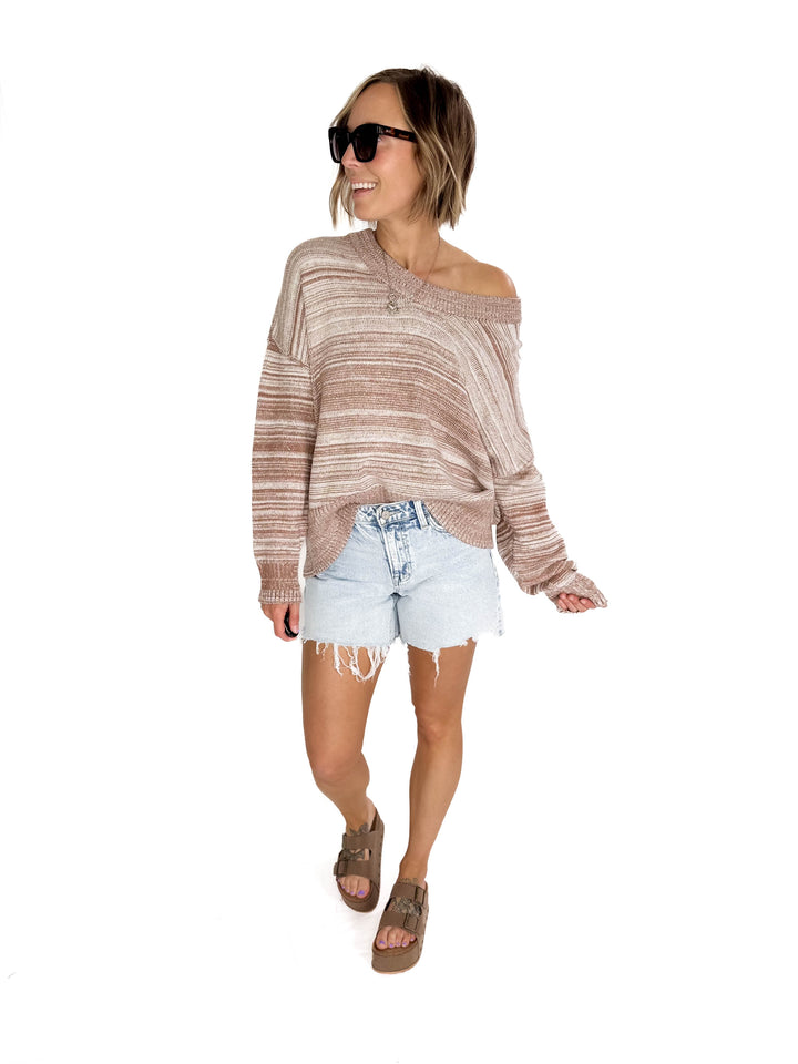 Lana Stripe Sweater- MOCHA MULTI-FINAL SALE