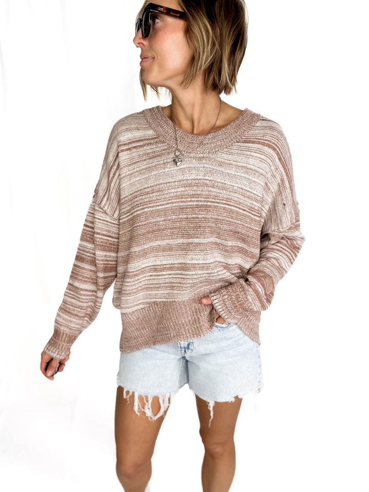 Lana Stripe Sweater- MOCHA MULTI-FINAL SALE