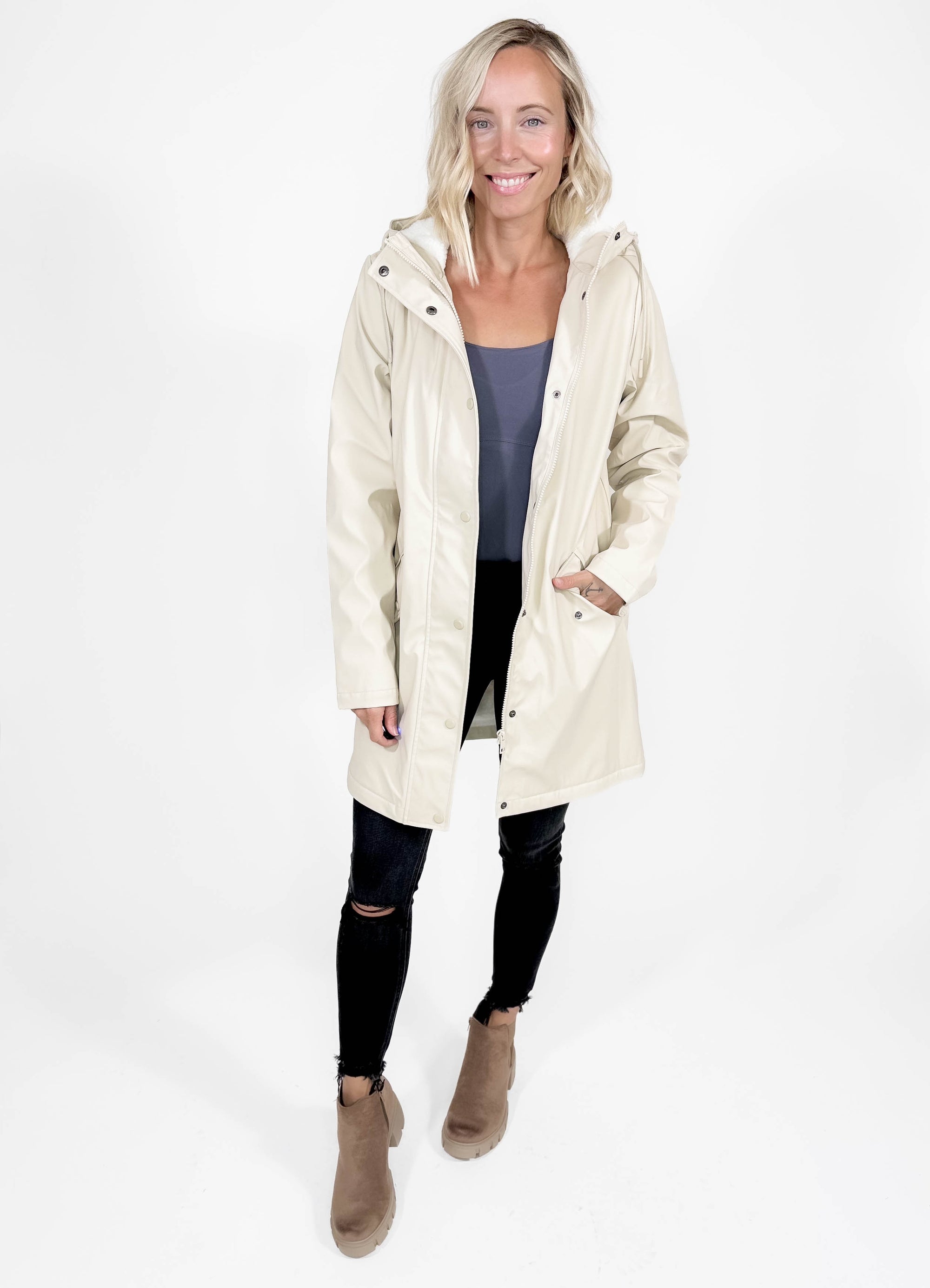 ONLY Sally Sherpa Raincoat- OATMEAL-FINAL SALE