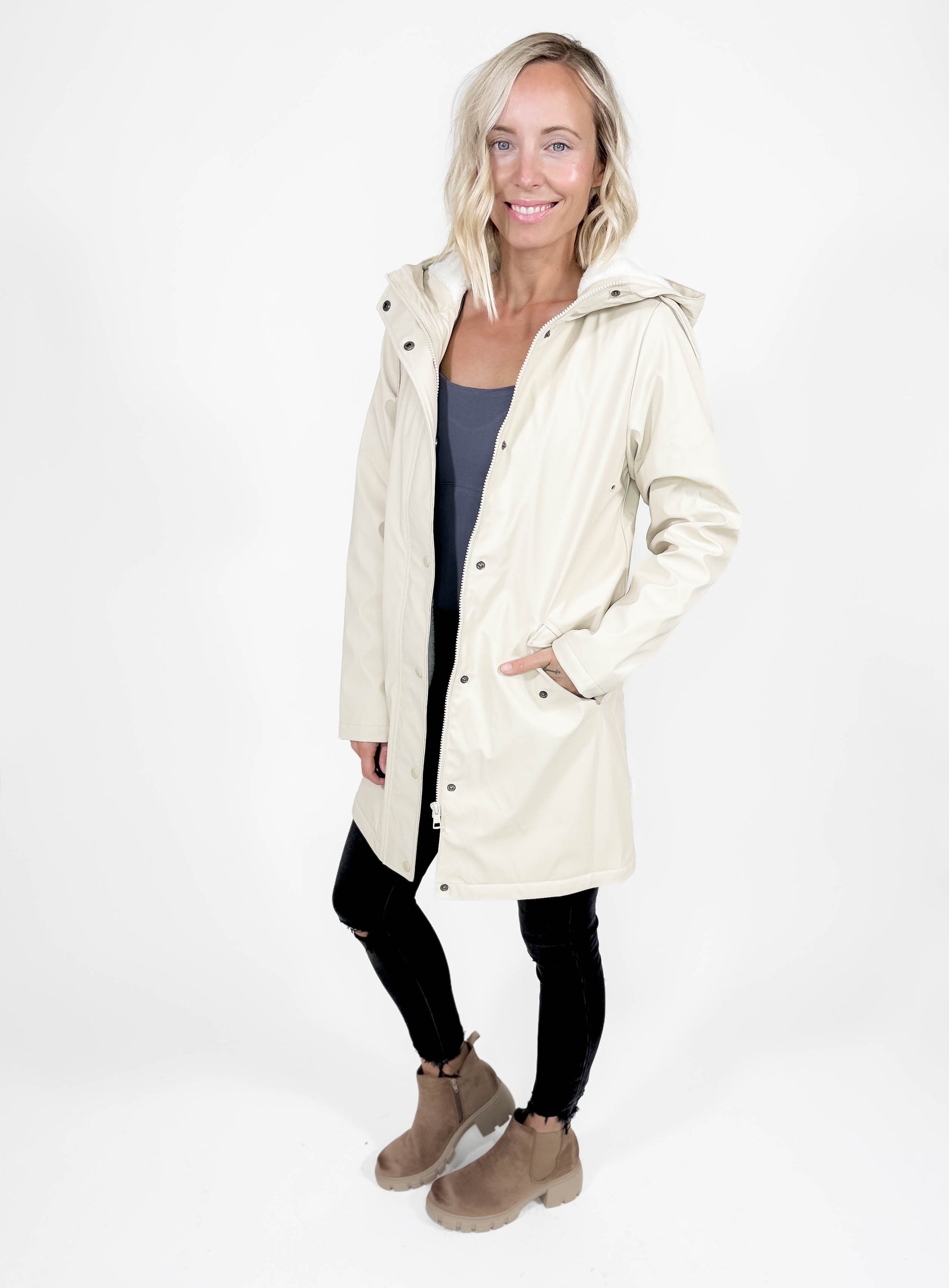 ONLY Sally Sherpa Raincoat- OATMEAL-FINAL SALE