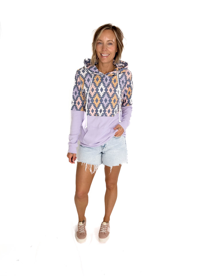 MICHELLE MAE Hayze Geometic Pullover- LAVENDER MUTLI-FINAL SALE
