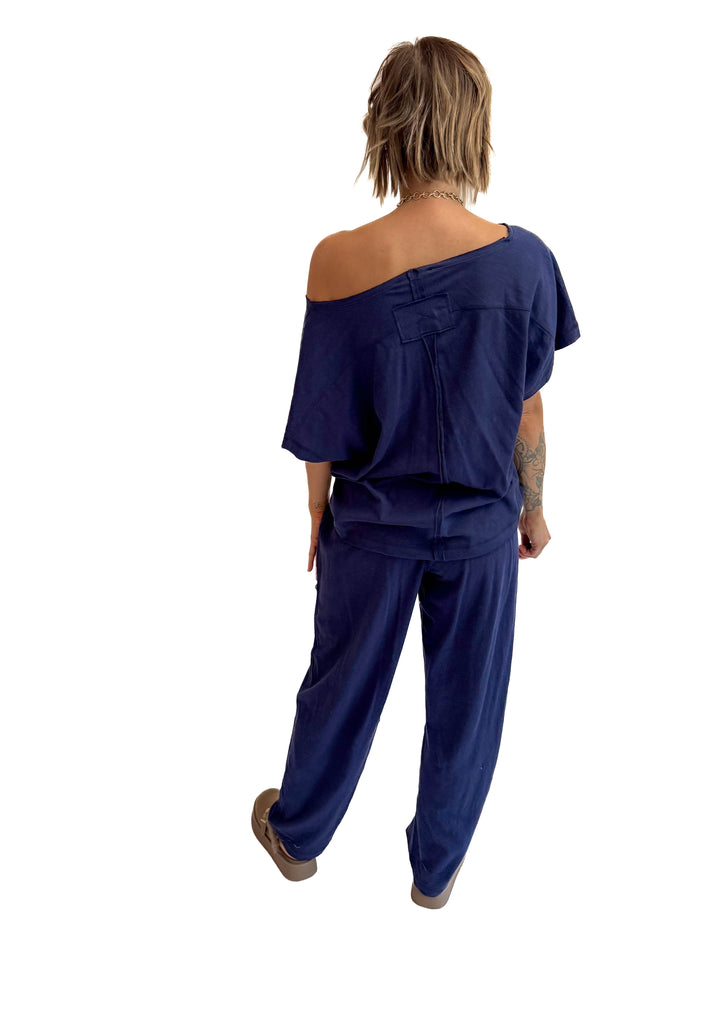 Nate Cotton Slub Barrel Pants + Top Set- ADMIRAL NAVY