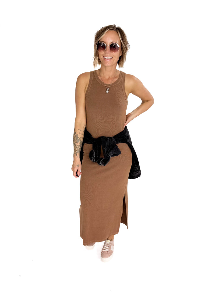 Gabriela Ribbed Maxi Dress- TOFFEE BROWN-FINAL SALE