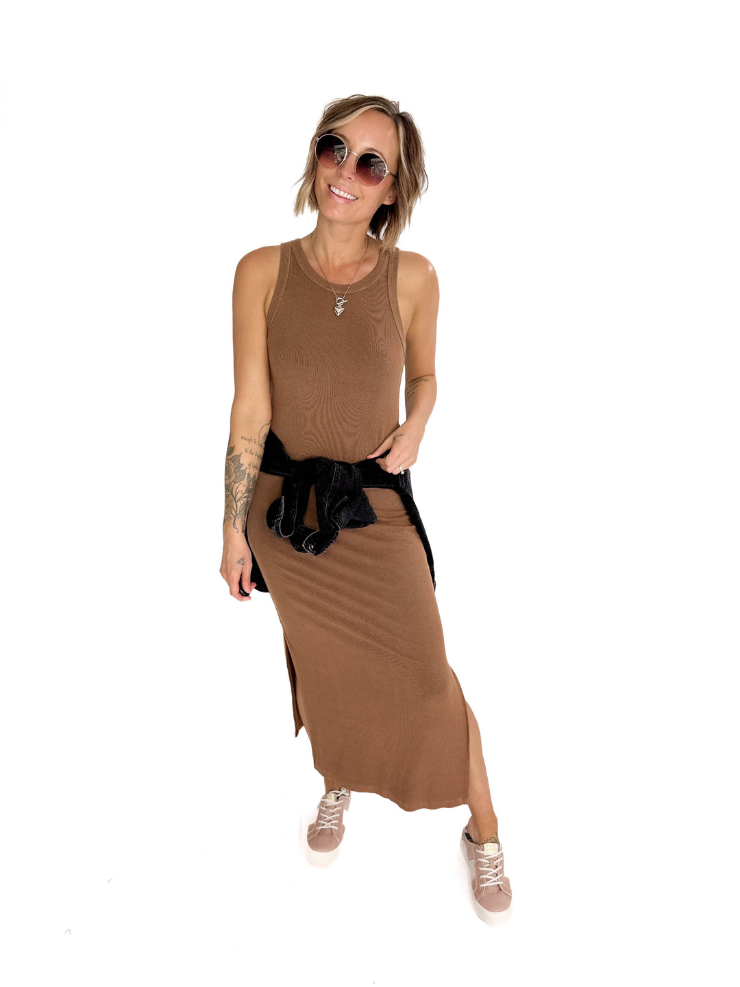 Gabriela Ribbed Maxi Dress- TOFFEE BROWN-FINAL SALE