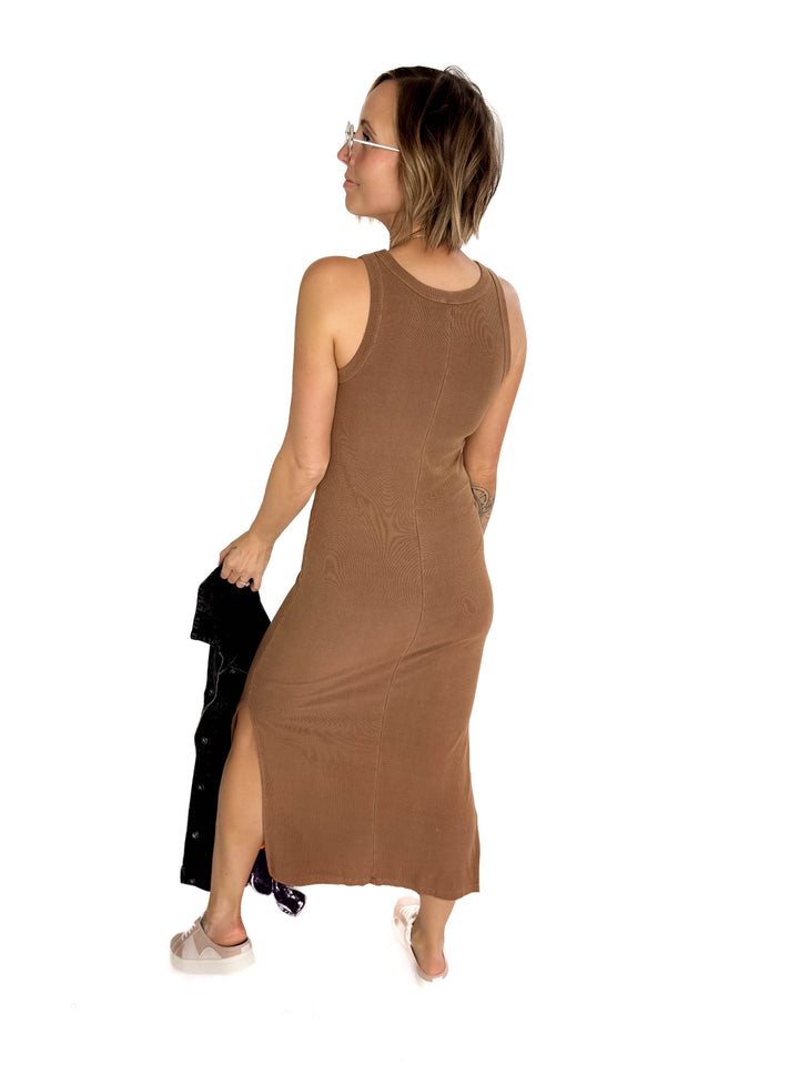 Gabriela Ribbed Maxi Dress- TOFFEE BROWN-FINAL SALE