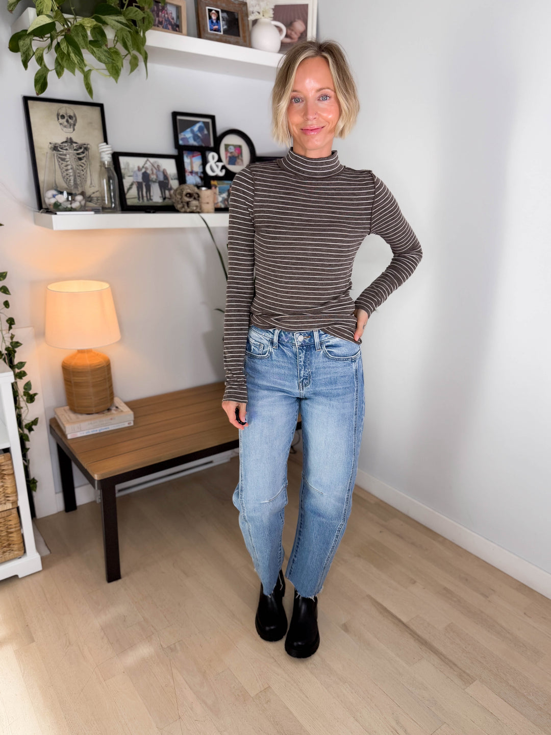 Maryan Mock neck Long Sleeve- CHOCOLATE