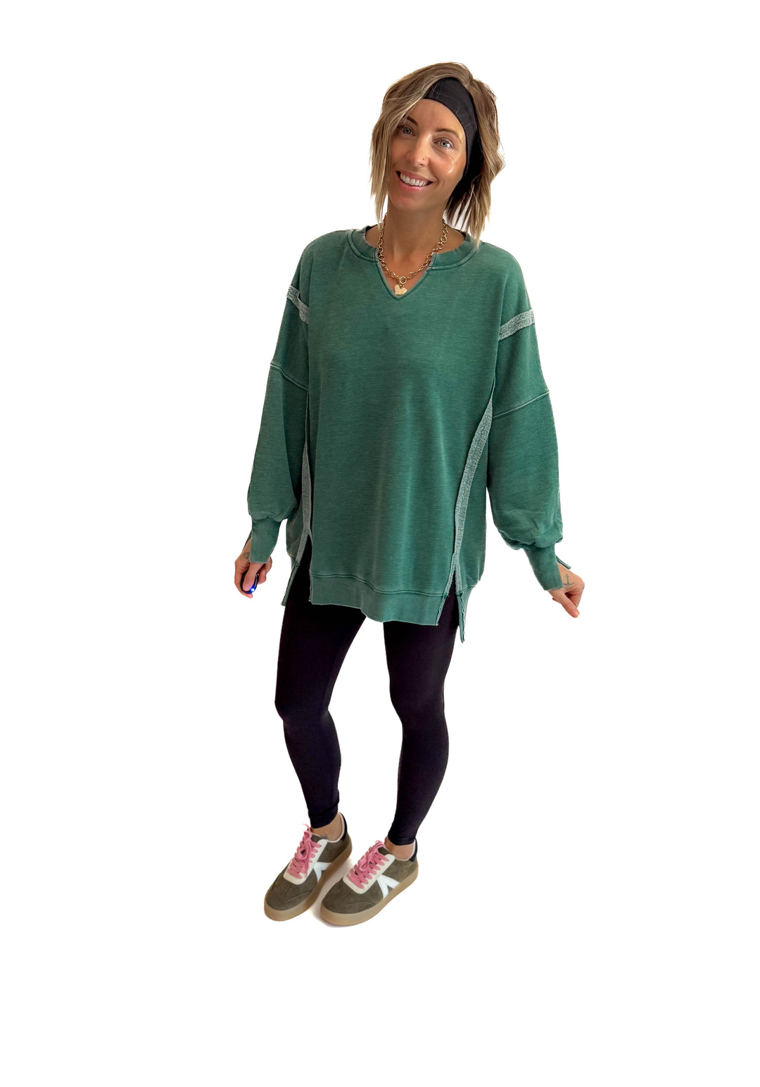 The Comfy Cut Sweatshirt- HUNTER GREEN
