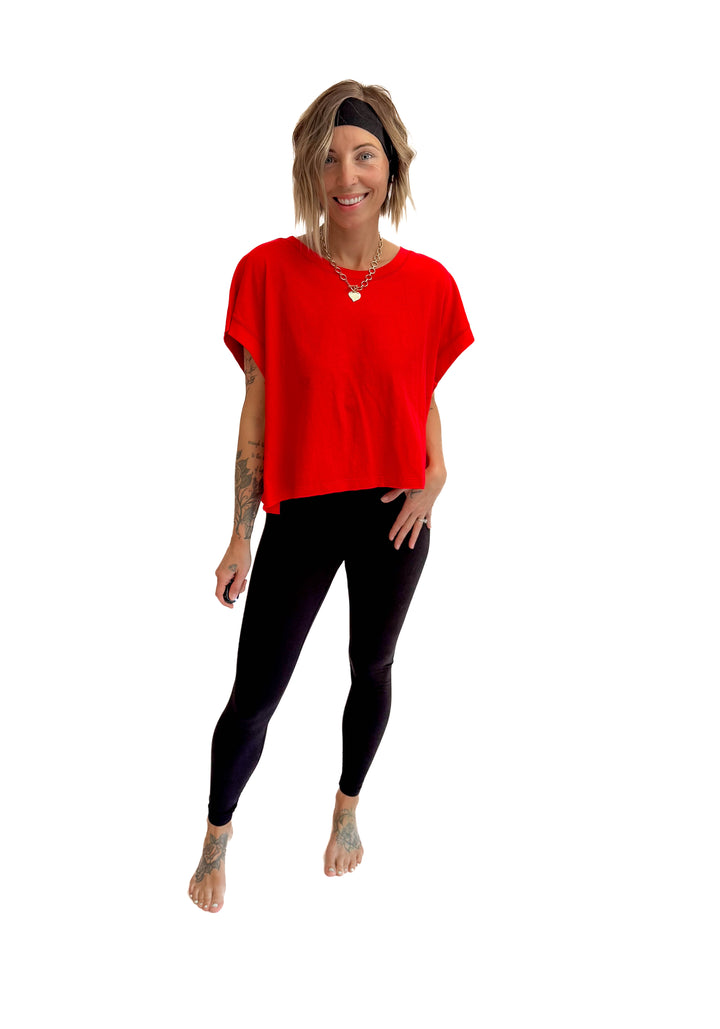 Delilah Cotton Open Back Top- RED