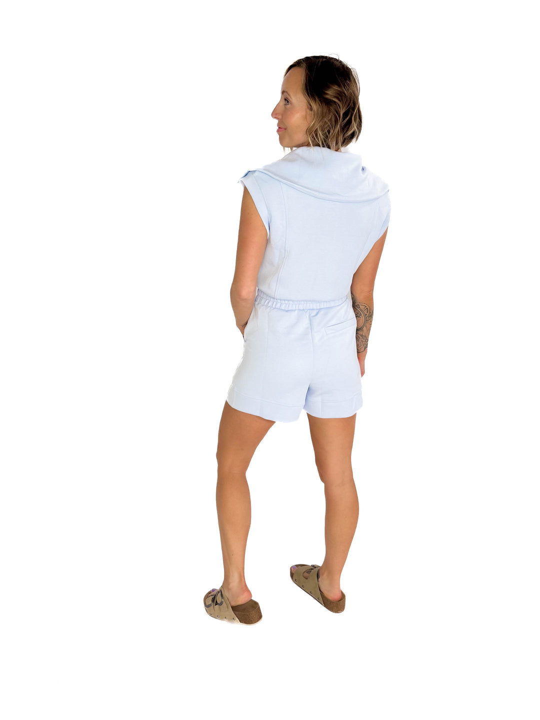 Jardine Scuba Luxe Sleeveless Romper- FROST-FINAL SALE