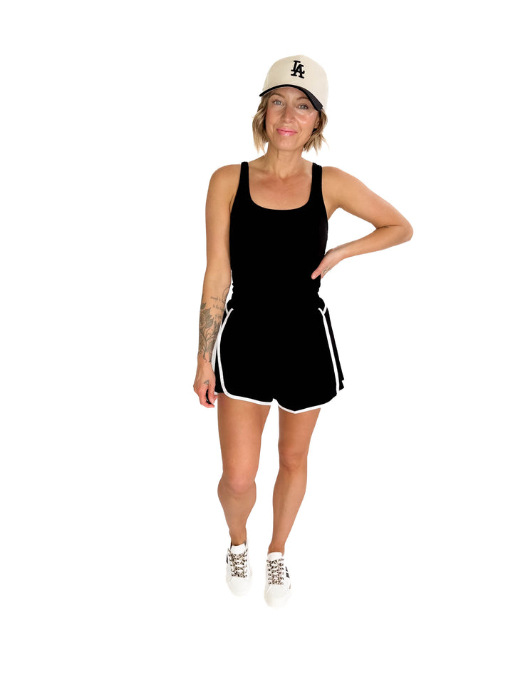 Only The Best Butter Blend Romper- BLACK/WHITE-FINAL SALE