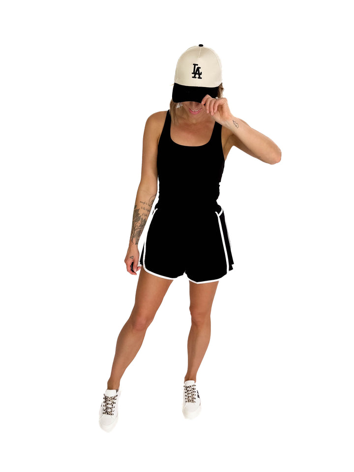 Only The Best Butter Blend Romper- BLACK/WHITE-FINAL SALE