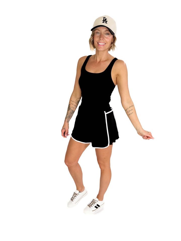 Only The Best Butter Blend Romper- BLACK/WHITE-FINAL SALE