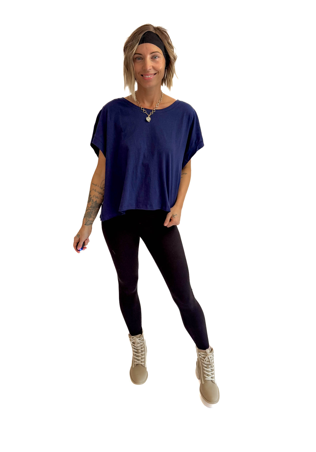 Delilah Cotton Open Back Top- ADMIRAL NAVY