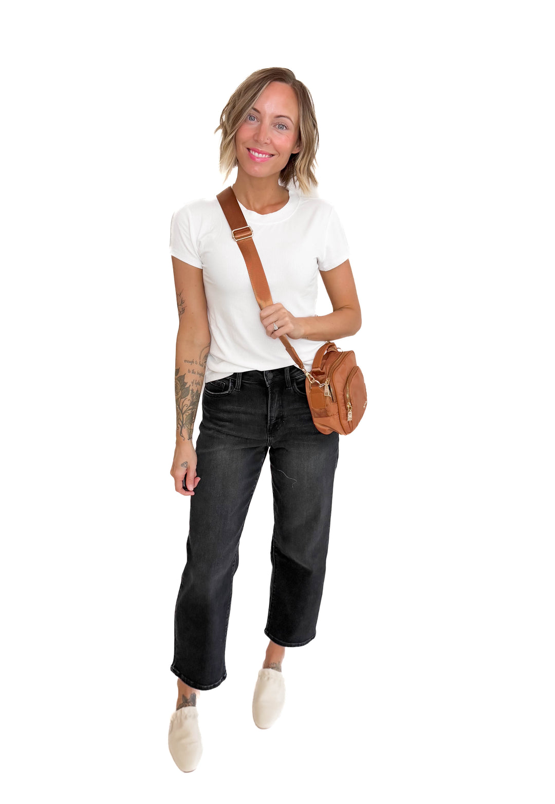 Nisha Nylon Crossbody Bag- BROWN