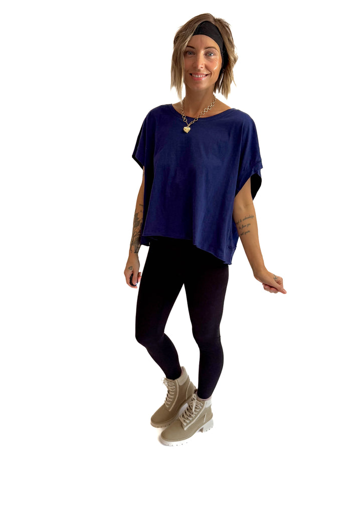 Delilah Cotton Open Back Top- ADMIRAL NAVY