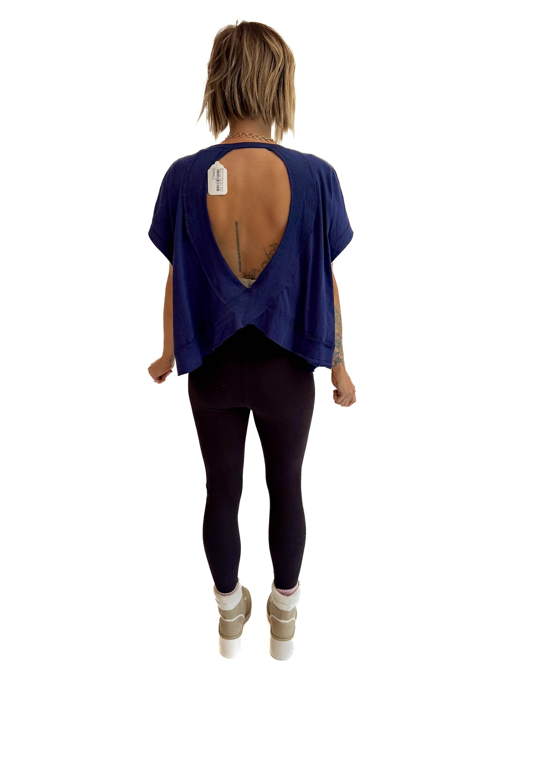 Delilah Cotton Open Back Top- ADMIRAL NAVY