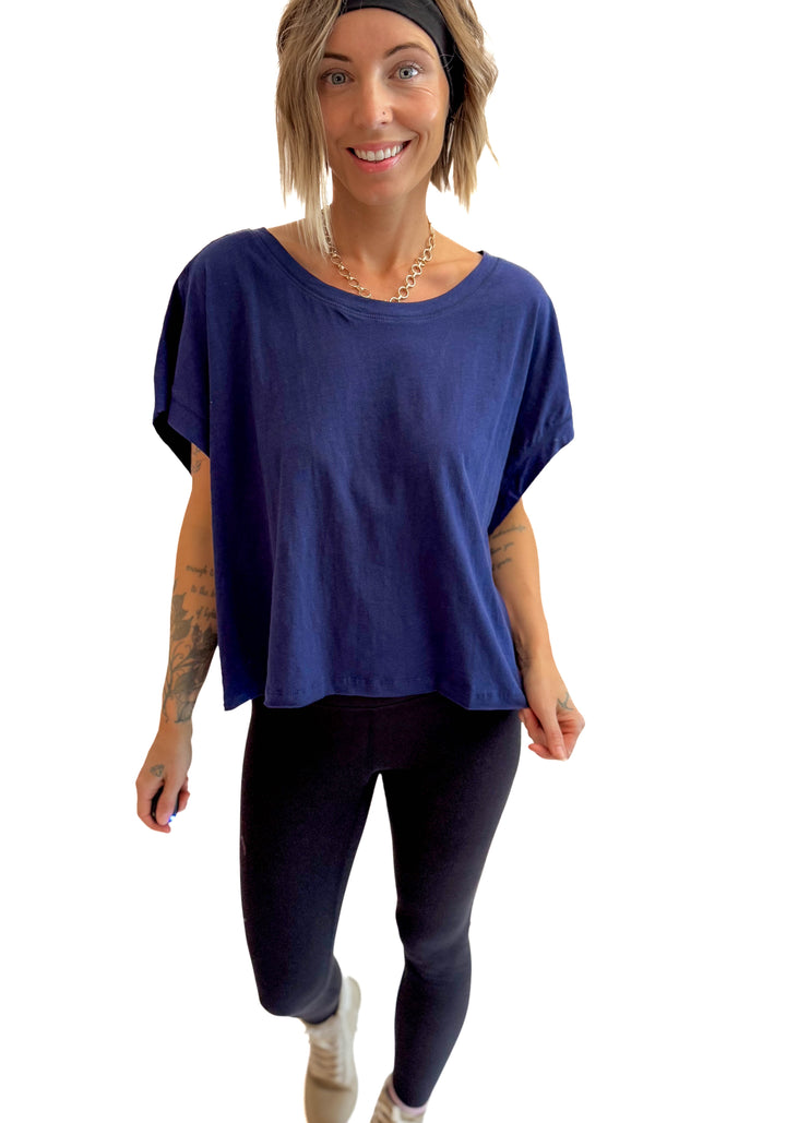 Delilah Cotton Open Back Top- ADMIRAL NAVY