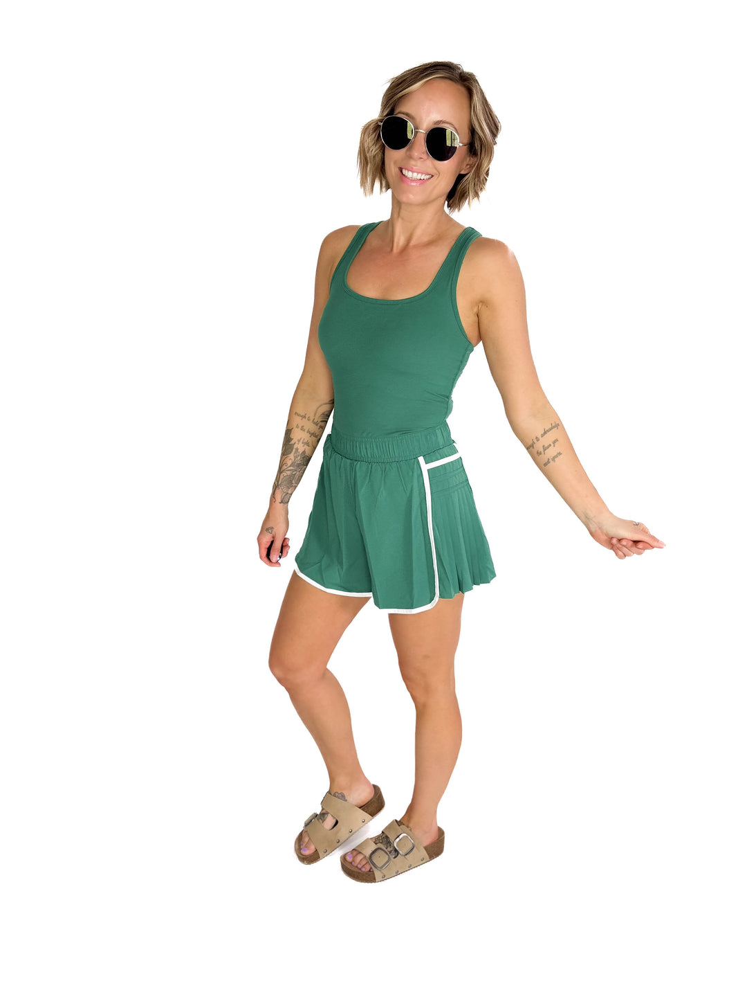 Only The Best Butter Blend Romper- GREEN/WHITE-FINAL SALE
