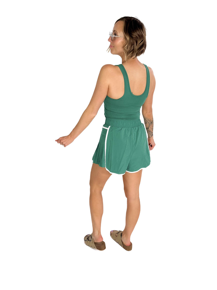 Only The Best Butter Blend Romper- GREEN/WHITE-FINAL SALE