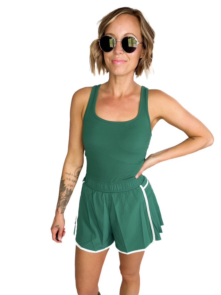 Only The Best Butter Blend Romper- GREEN/WHITE-FINAL SALE