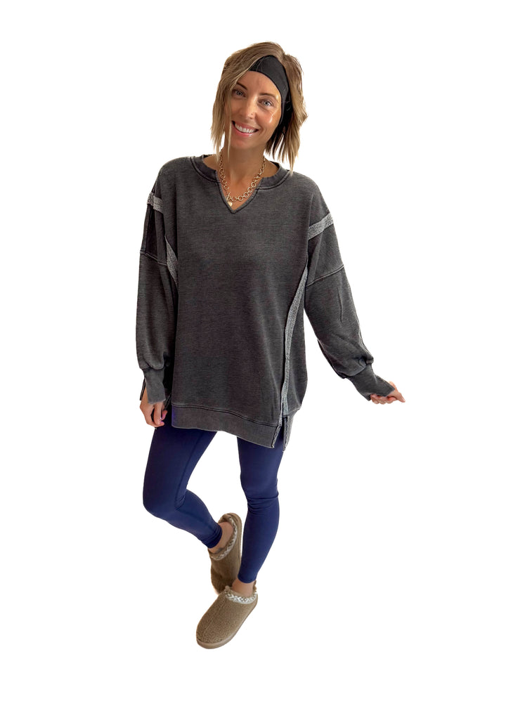 The Comfy Cut Sweatshirt- BLACK