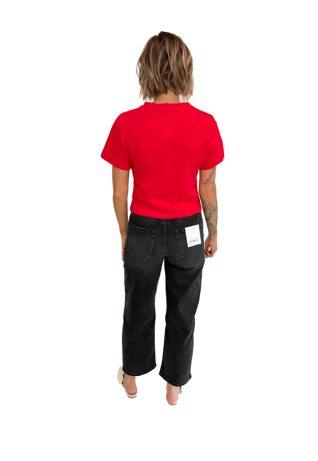 Nova Crew Neck Cropped T-Shirt- RUBY