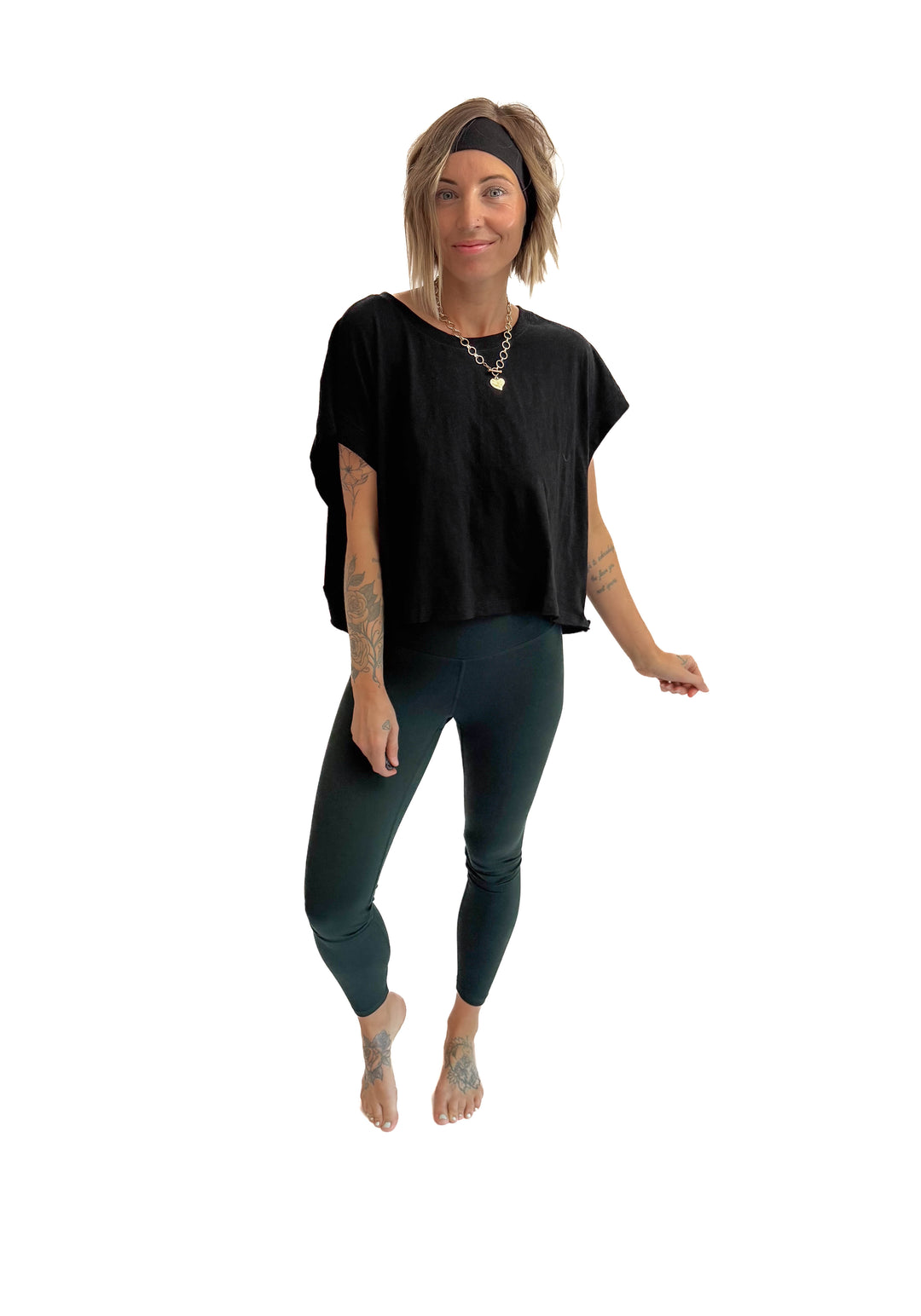 Delilah Cotton Open Back Top- BLACK