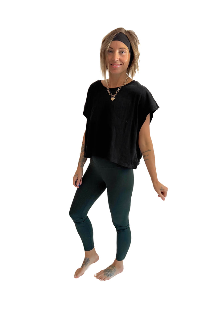 Delilah Cotton Open Back Top- BLACK