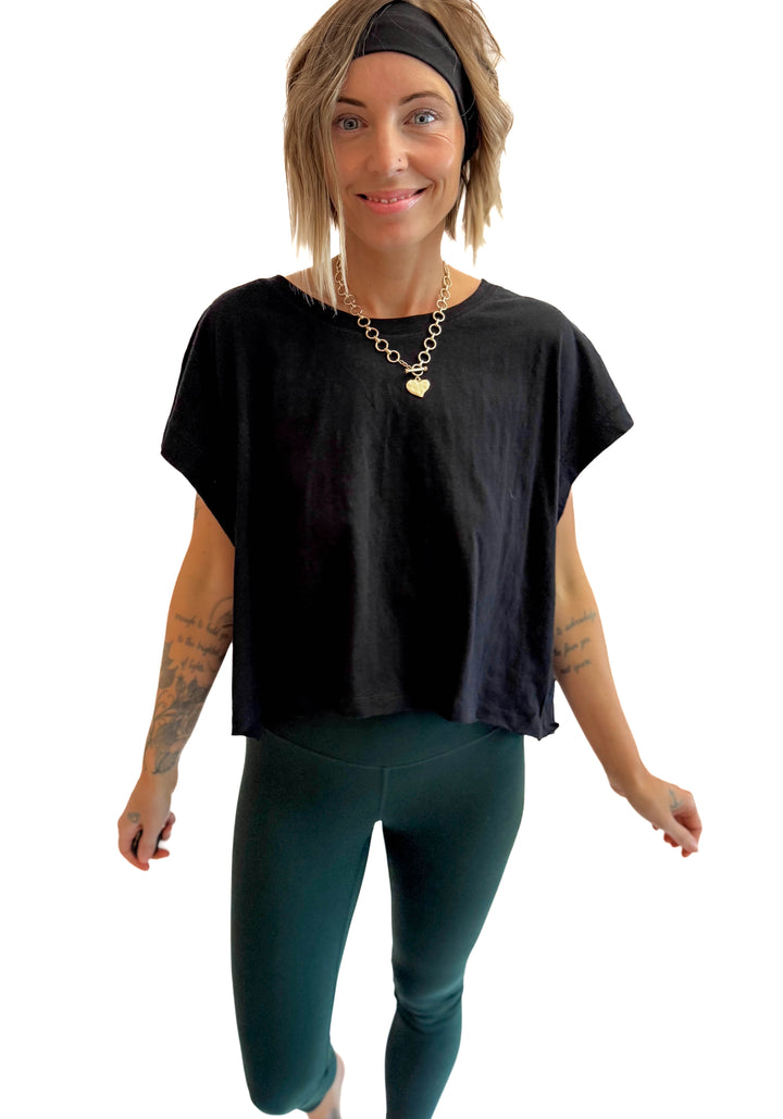 Delilah Cotton Open Back Top- BLACK