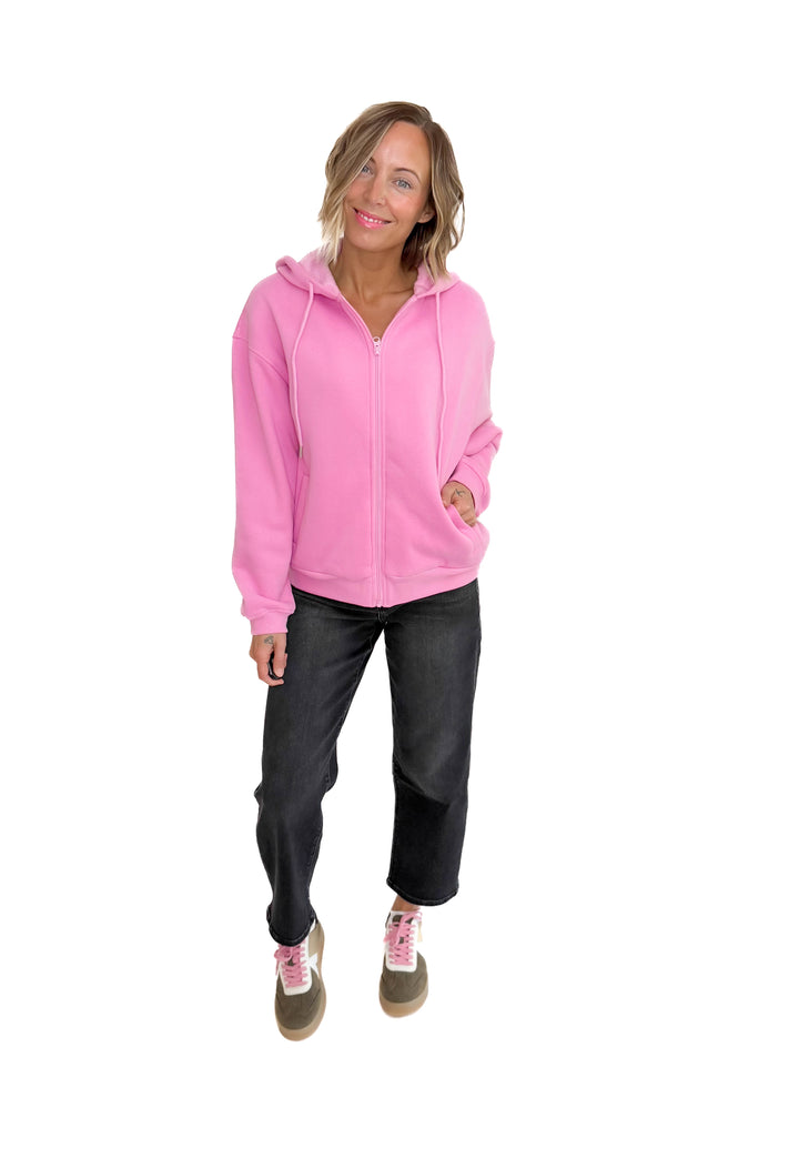 Baillie Premium Cloud Fleece Zip Hoodie- PINK-FINAL SALE