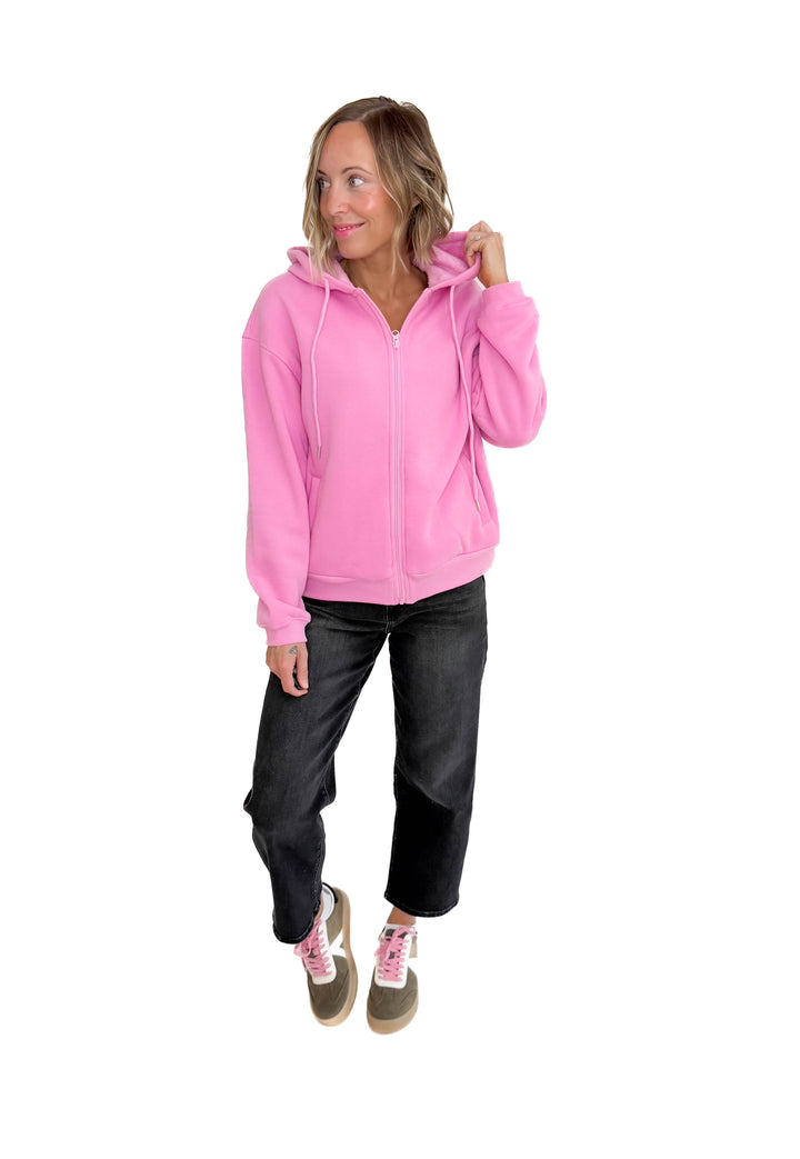 Baillie Premium Cloud Fleece Zip Hoodie- PINK-FINAL SALE