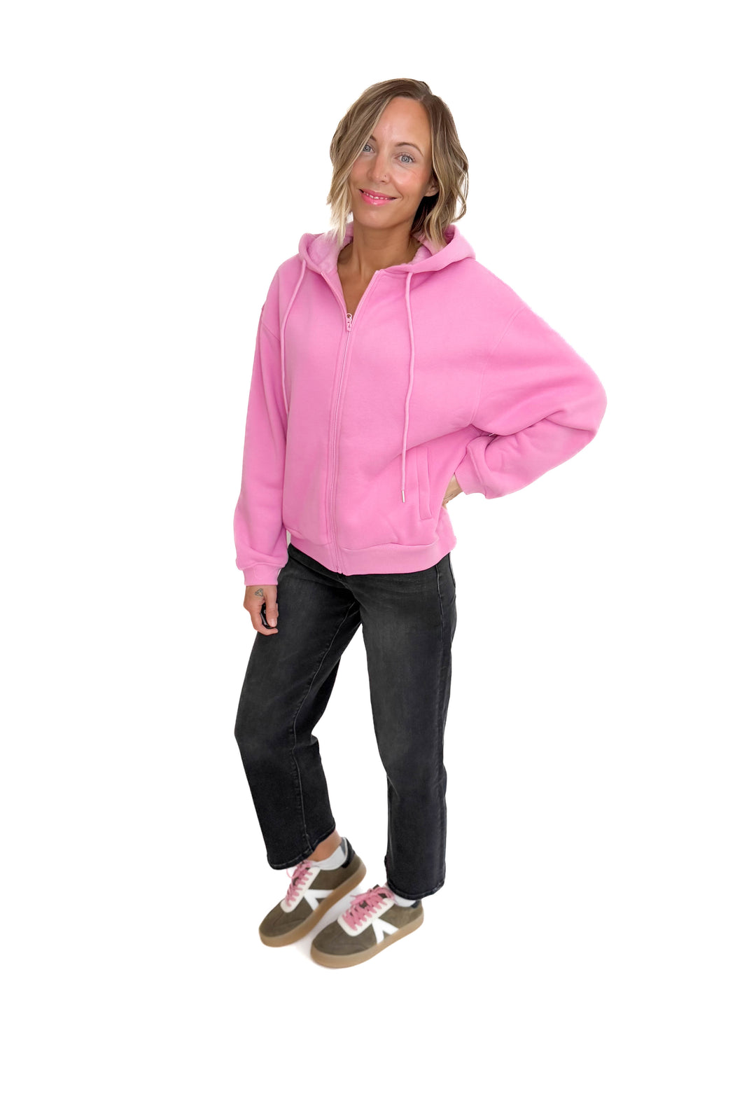 Baillie Premium Cloud Fleece Zip Hoodie- PINK-FINAL SALE
