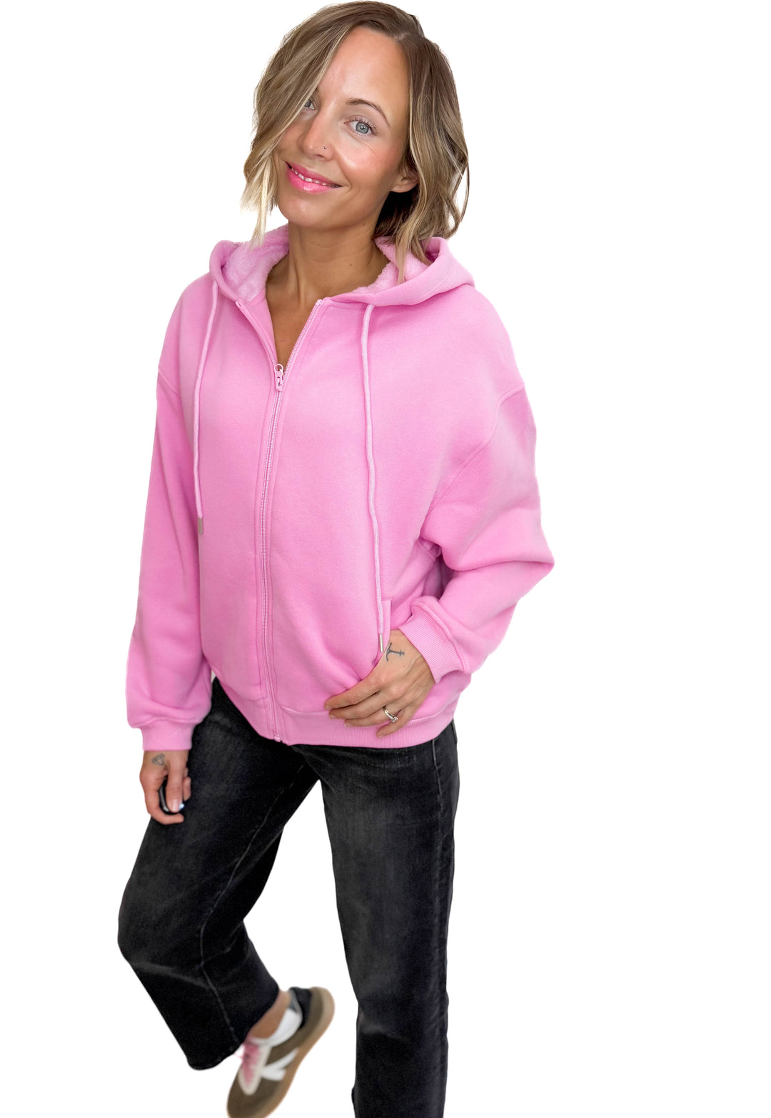 Baillie Premium Cloud Fleece Zip Hoodie- PINK-FINAL SALE