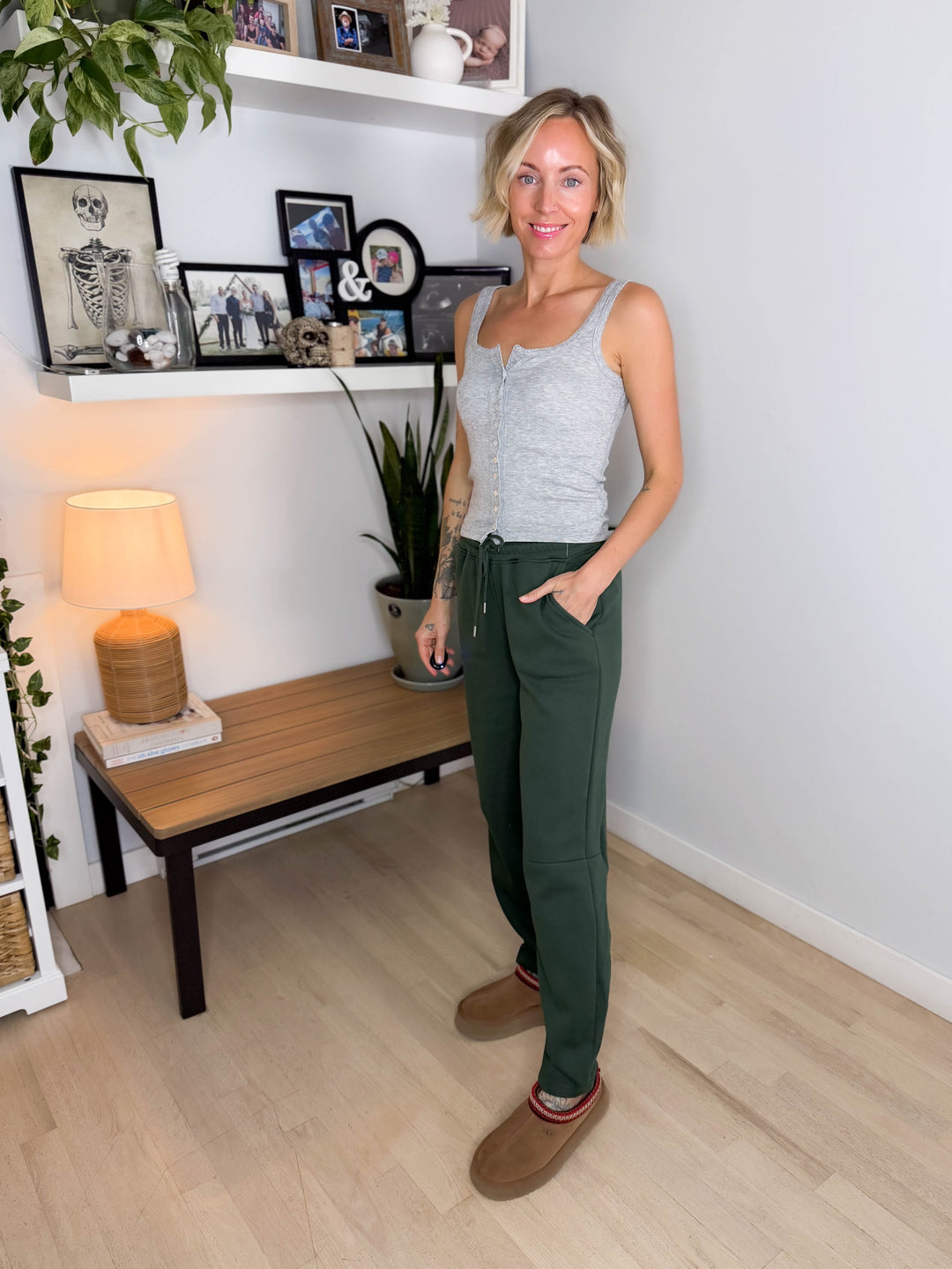 MONO B Homestead Fleece Barrel Sweatpants- SYCAMORE