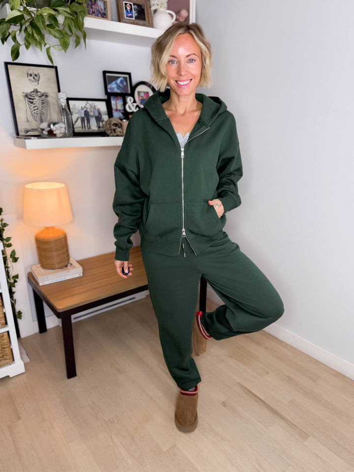 MONO B Slow Morning Fleece Zip Up Hoodie- SYCAMORE