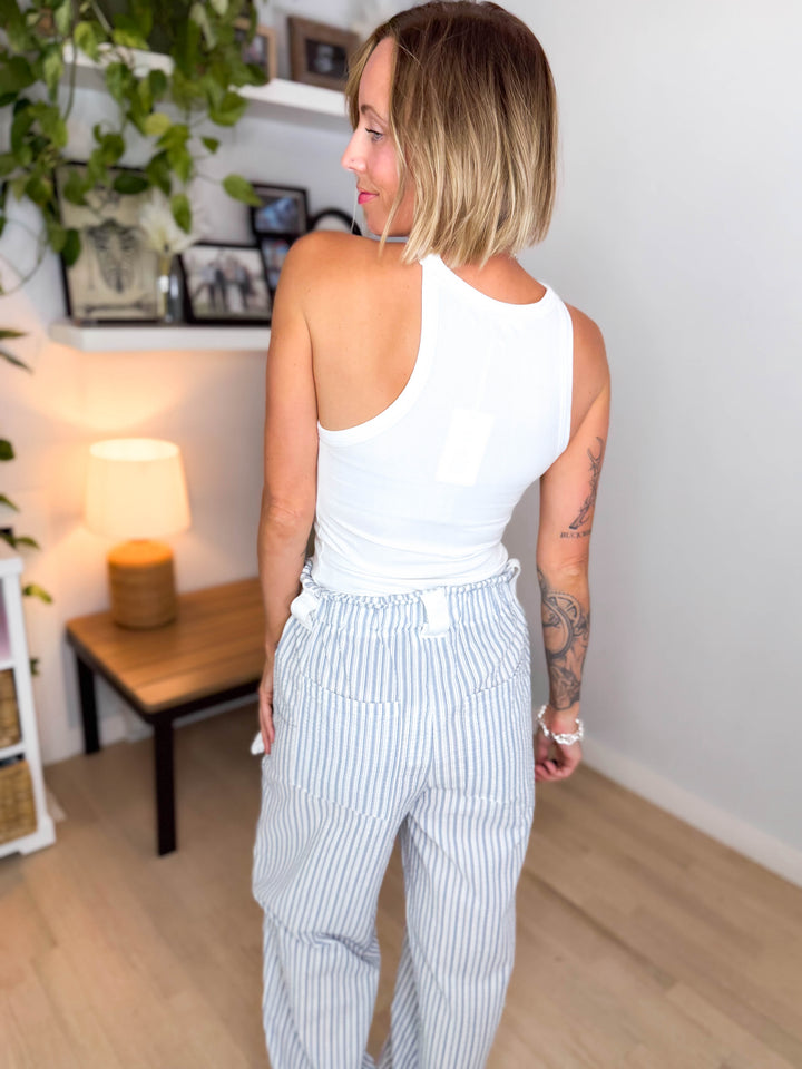 Oasis Ribbed Halter Tank- OFF WHITE