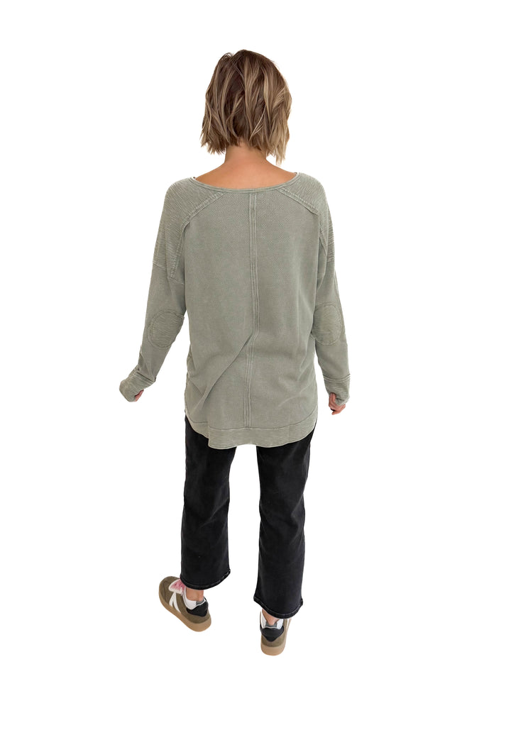 Shawna Waffle Long Sleeve Tunic- STONE -FINAL SALE *L*