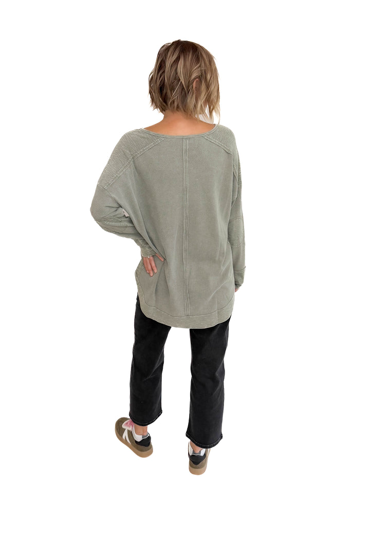 Shawna Waffle Long Sleeve Tunic- STONE -FINAL SALE *L*