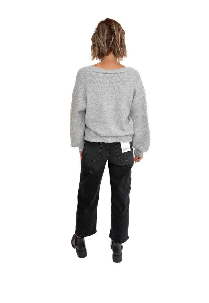 Justine Daisy Button Down Cardigan- GREY