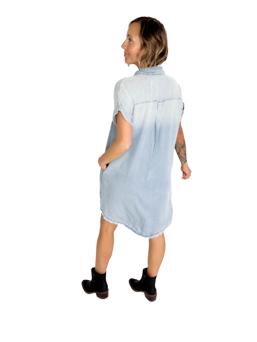Alicia Button Up Tencel Dress- LIGHT DENIM-FINAL SALE