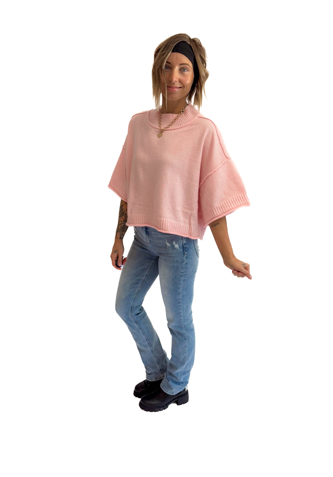 Emily Sweater Top- PINK BLOSSOM