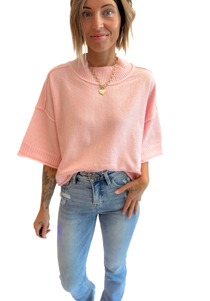Emily Sweater Top- PINK BLOSSOM