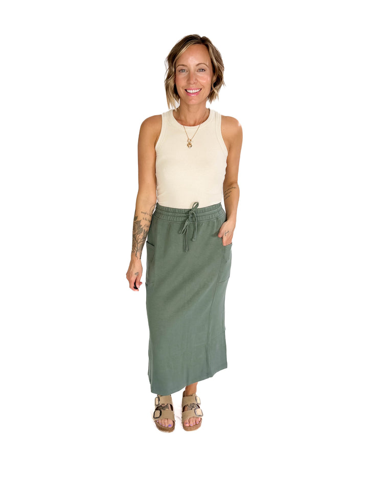 Beth Ribbed Tank Top- OATMILK-FINAL SALE