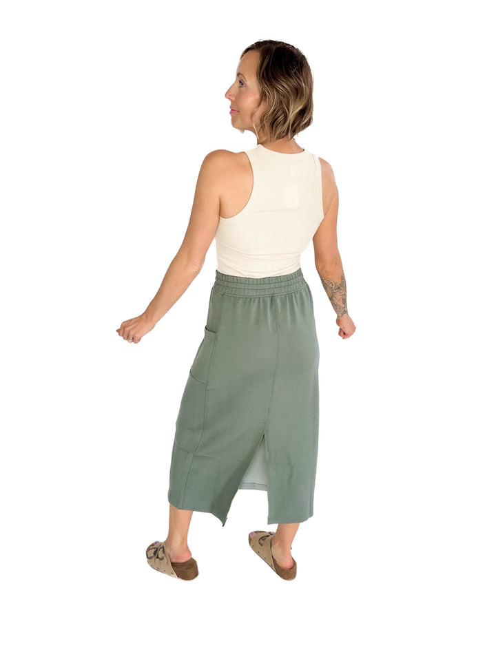 Beth Ribbed Tank Top- OATMILK-FINAL SALE