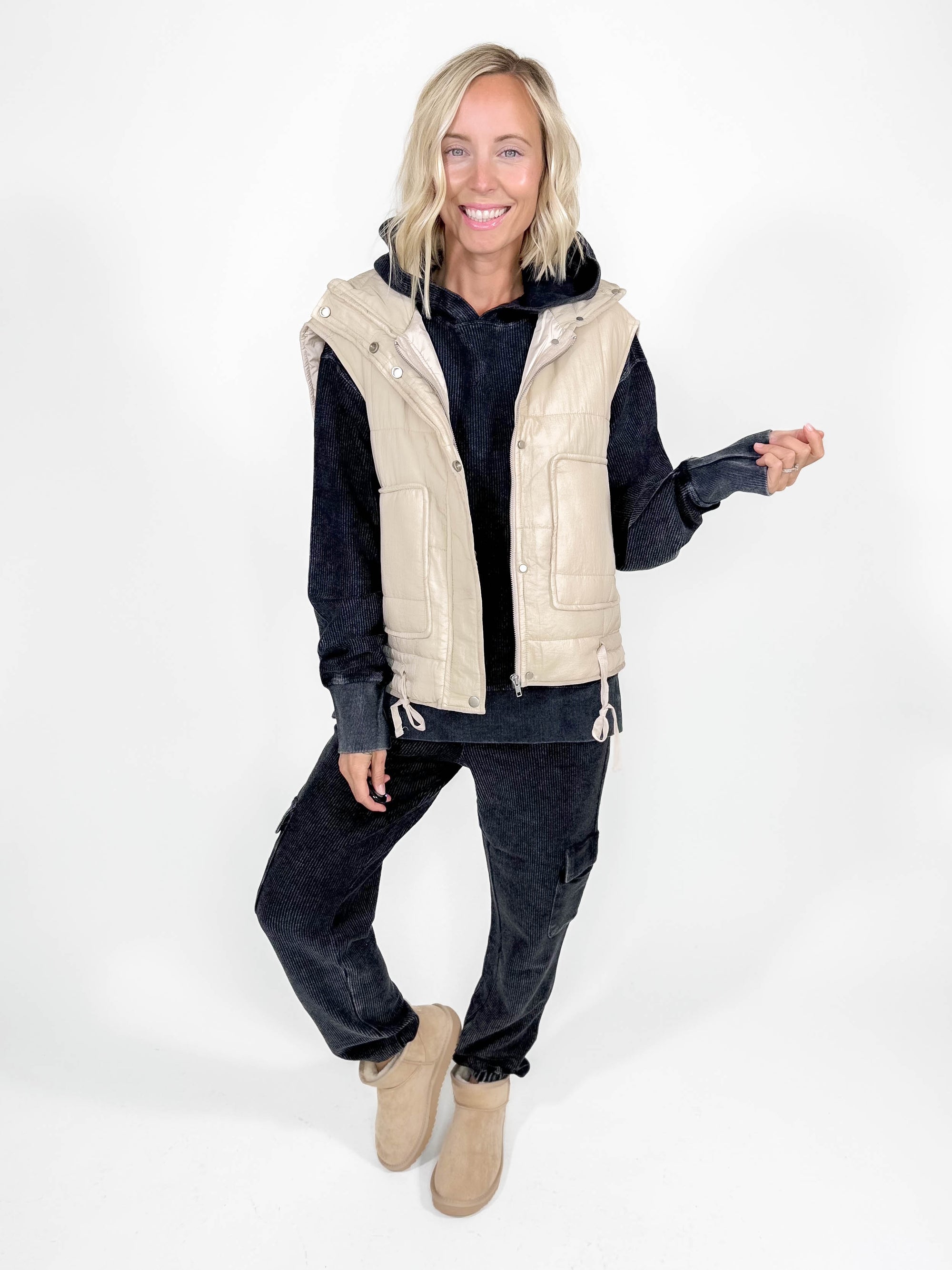 Autumn Mist Padded Vest- BONE