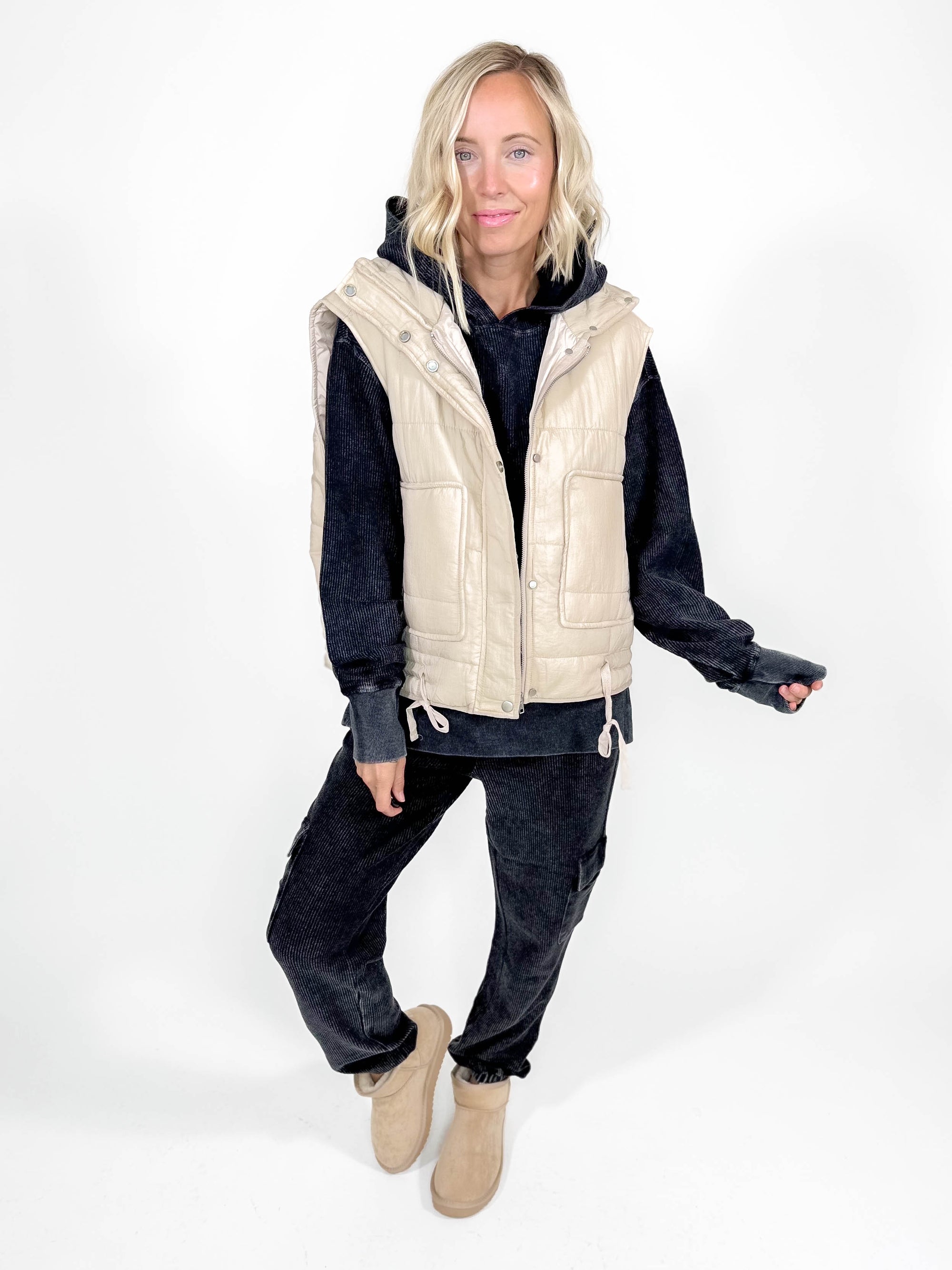 Autumn Mist Padded Vest- BONE