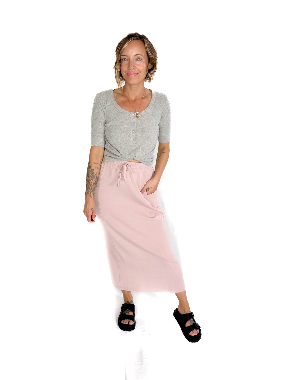 Breanne Scuba Midi Skirt- MAUVE-FINAL SALE