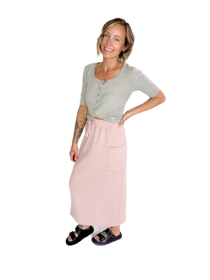 Breanne Scuba Midi Skirt- MAUVE-FINAL SALE
