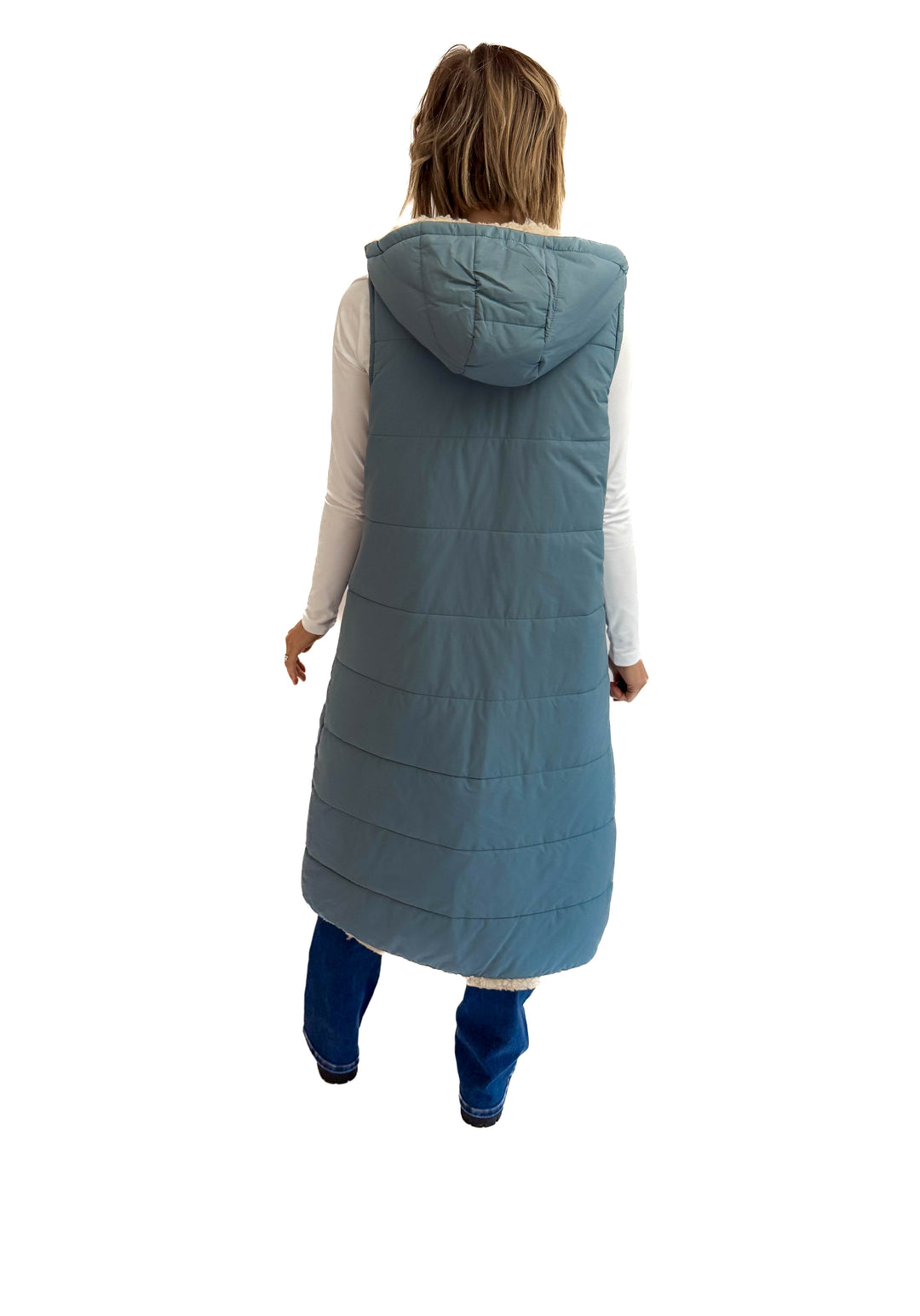 Blake Reversible Sherpa Puffer Vest- BLUE