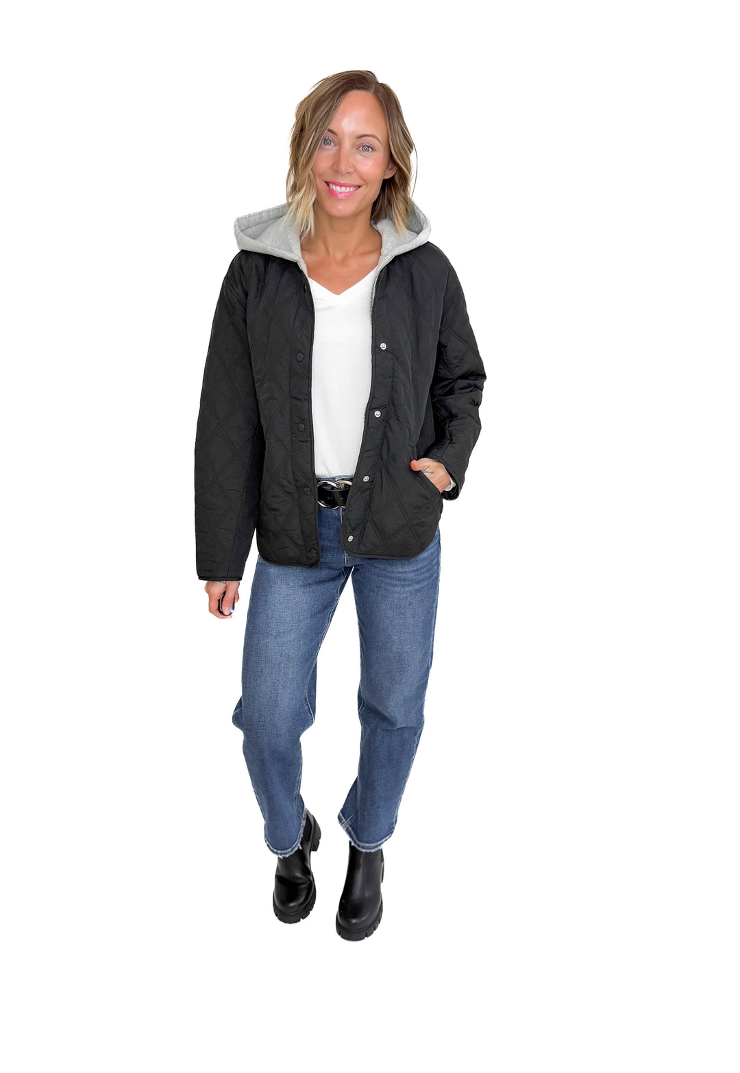 Only Risso Quilted Hoodie Jacket- BLACK